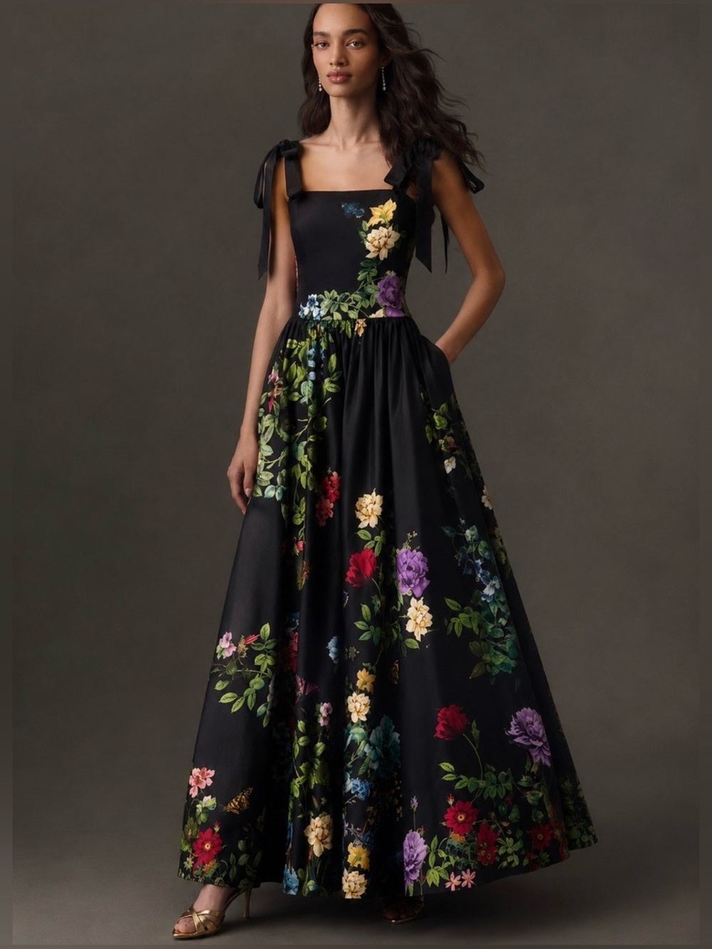 Alice + Olivia ORIANA Tie Strap Midi Dress $660 VENUS Floral Sz 2 NWT #047 - Picture 2 of 5